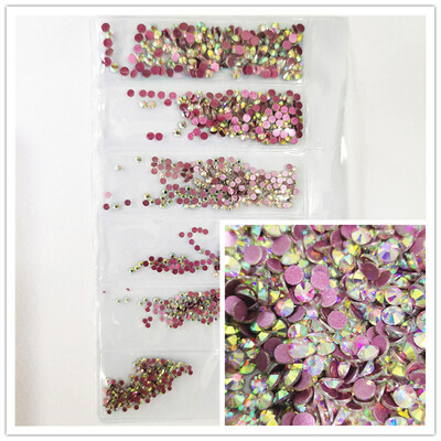 1200 komada različitih veličina Kristalno prozirni AB bez hitnih popravka Flatback Strass Glitter Nail Art Ukrasi za 3D odjeću Nail Art Dekoracije