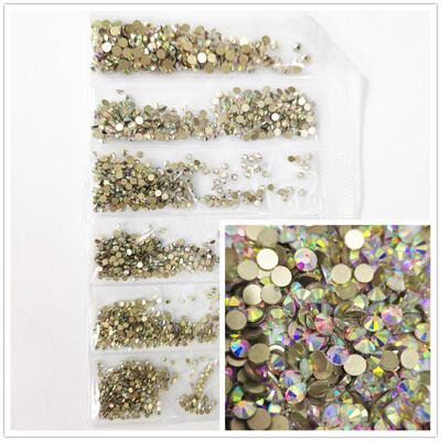 1200 komada različitih veličina Kristalno prozirni AB bez hitnih popravka Flatback Strass Glitter Nail Art Ukrasi za 3D odjeću Nail Art Dekoracije