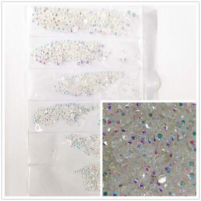 1200 komada različitih veličina Kristalno prozirni AB bez hitnih popravka Flatback Strass Glitter Nail Art Ukrasi za 3D odjeću Nail Art Dekoracije