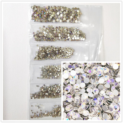 1200 komada različitih veličina Kristalno prozirni AB bez hitnih popravka Flatback Strass Glitter Nail Art Ukrasi za 3D odjeću Nail Art Dekoracije