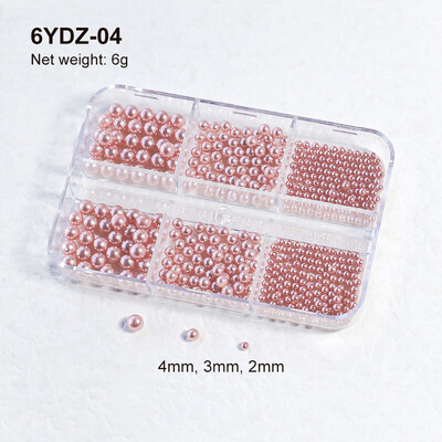 6 rešetki AB bijeli biserni ukrasi za nokte Flatback Roundback perle Ružičasti 3D nakit za nokte Rhinestones DIY manikura Neophodno