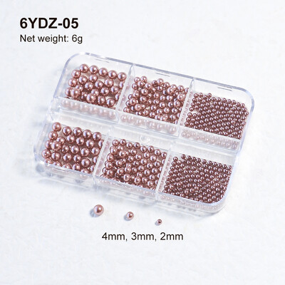6 rešetki AB bijeli biserni ukrasi za nokte Flatback Roundback perle Ružičasti 3D nakit za nokte Rhinestones DIY manikura Neophodno