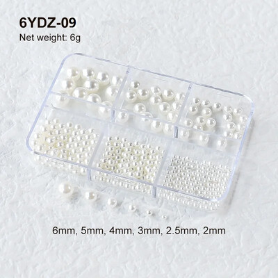 6 rešetki AB bijeli biserni ukrasi za nokte Flatback Roundback perle Ružičasti 3D nakit za nokte Rhinestones DIY manikura Neophodno