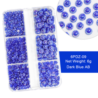 6 rešetki AB bijeli biserni ukrasi za nokte Flatback Roundback perle Ružičasti 3D nakit za nokte Rhinestones DIY manikura Neophodno