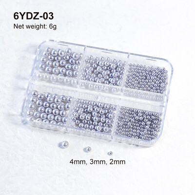 6 rešetki AB bijeli biserni ukrasi za nokte Flatback Roundback perle Ružičasti 3D nakit za nokte Rhinestones DIY manikura Neophodno