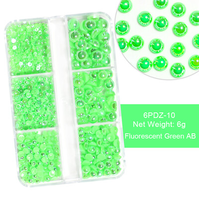 6 rešetki AB bijeli biserni ukrasi za nokte Flatback Roundback perle Ružičasti 3D nakit za nokte Rhinestones DIY manikura Neophodno