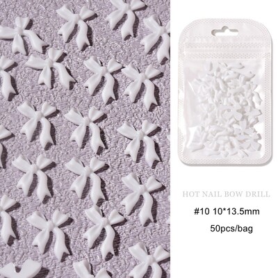 50 τμχ Μαύρο Λευκό 3D κορδέλα με παπιγιόν Παπιγιόν Ρητίνη Nail Art Κοσμήματα Νυχιών DIY Αξεσουάρ Κλασικό Fairyism εξαρτήματα νυχιών