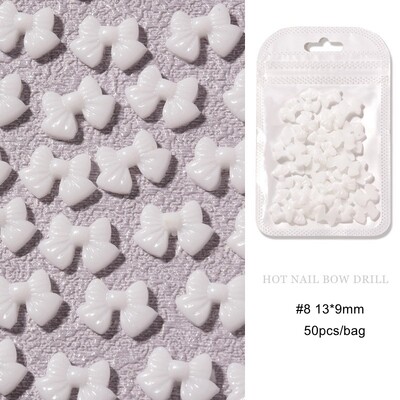 50 τμχ Μαύρο Λευκό 3D κορδέλα με παπιγιόν Παπιγιόν Ρητίνη Nail Art Κοσμήματα Νυχιών DIY Αξεσουάρ Κλασικό Fairyism εξαρτήματα νυχιών