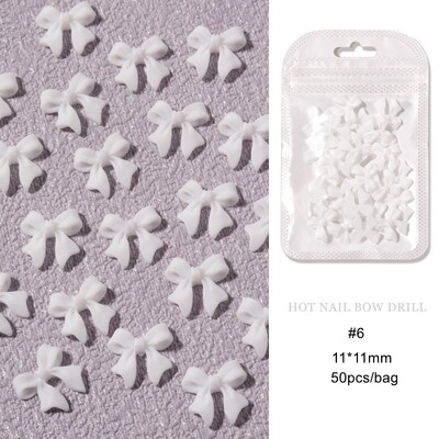 50 τμχ Μαύρο Λευκό 3D κορδέλα με παπιγιόν Παπιγιόν Ρητίνη Nail Art Κοσμήματα Νυχιών DIY Αξεσουάρ Κλασικό Fairyism εξαρτήματα νυχιών