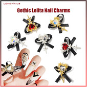 5pcs/com Diablo Gothic Lolita Nail Charms Bowknot (AB, bijela, crvena) Glass Crystal Jewel Christ Cross Nail Art Goth Charms 15*28MM