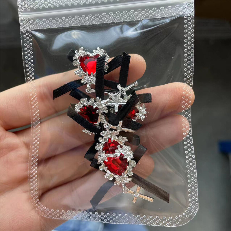 5pcs/com Diablo Gothic Lolita Nail Charms Bowknot (AB, bijela, crvena) Glass Crystal Jewel Christ Cross Nail Art Goth Charms 15*28MM