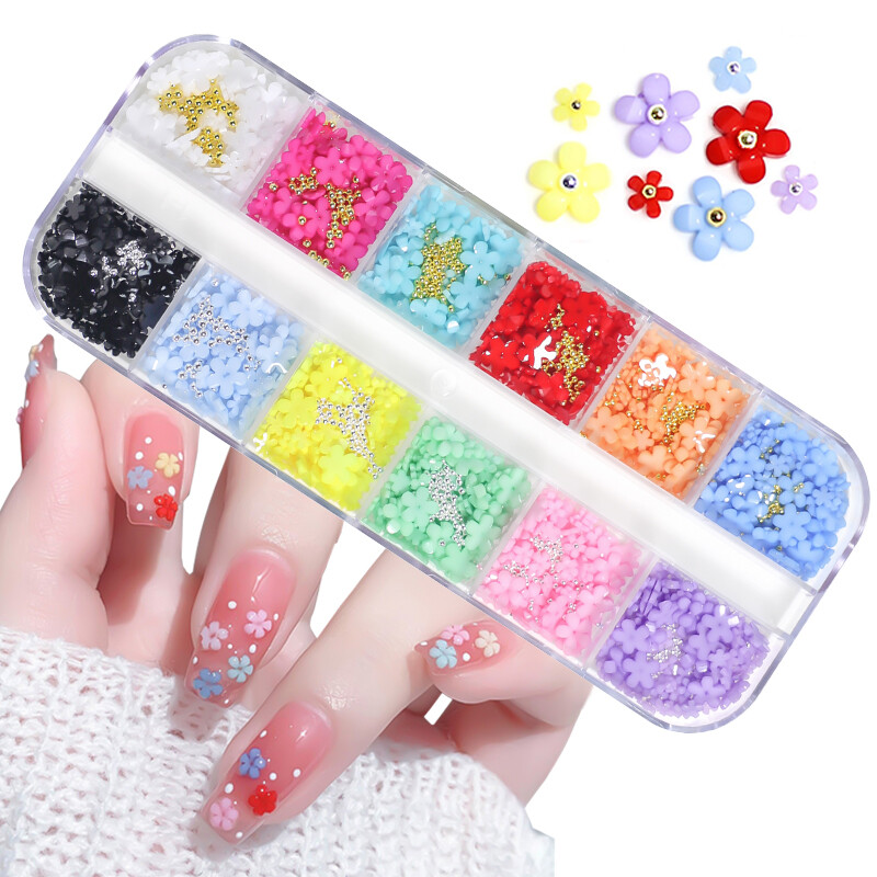 3D akril virág körömdíszítések arany ezüst gyöngyök színváltoztatás körmök varázslatok luxus strasszok Kellékek Kiegészítők