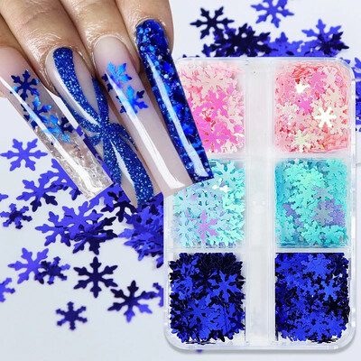 1 κουτί 3D Χριστουγεννιάτικα εξαρτήματα γούρι για χριστουγεννιάτικη τέχνη νυχιών Πολυμερές μαλακό πηλό φέτες νιφάδες νύχια εξαρτήματα διακόσμησης για χειμερινά σχέδια μανικιούρ