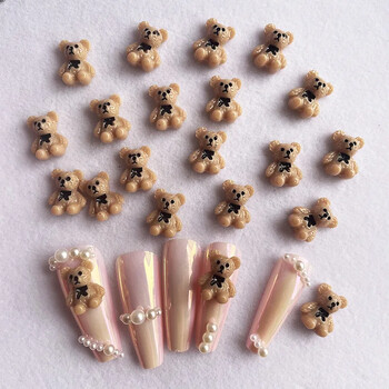 10 τμχ/σετ Nail Art Cute Bear Jewelry Metal Frosted τρισδιάστατη καραμέλα 3D Cartoon Crown Bear Λευκό χαριτωμένο τρυπάνι νυχιών