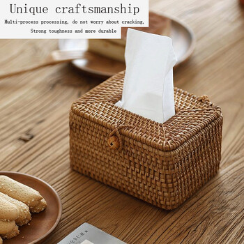 Rattan Tissue Box Διακόσμηση σπιτιού Χειροποίητο Desktop Tissue Box Rattan Tissue Box για μπάνιο, σπίτι, ξενοδοχείο και γραφείο