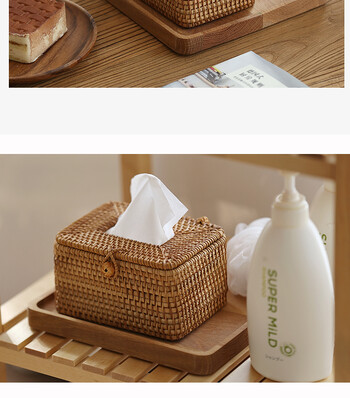 Rattan Tissue Box Διακόσμηση σπιτιού Χειροποίητο Desktop Tissue Box Rattan Tissue Box για μπάνιο, σπίτι, ξενοδοχείο και γραφείο