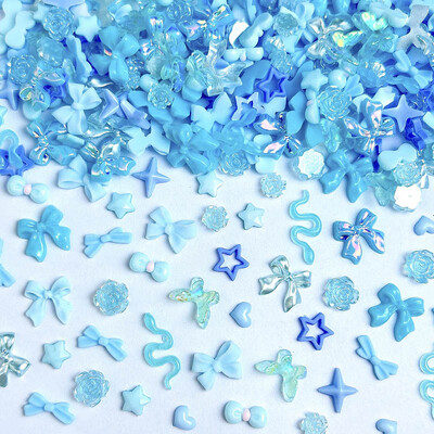 50KOM Nasumične miješane crne mašne Medvjed Privjesci za nokte Smola Mini Srce Zvijezda Cvijet Ukrasi za nokte Ručno izrađeni DIY Press na noktima