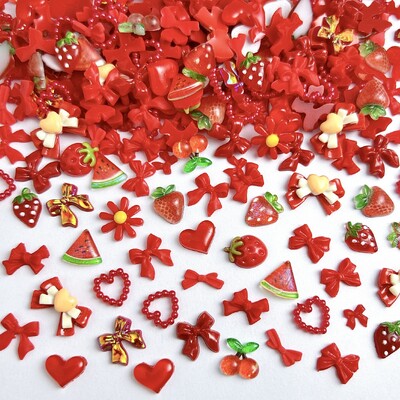 50KOM Nasumične miješane crne mašne Medvjed Privjesci za nokte Smola Mini Srce Zvijezda Cvijet Ukrasi za nokte Ručno izrađeni DIY Press na noktima