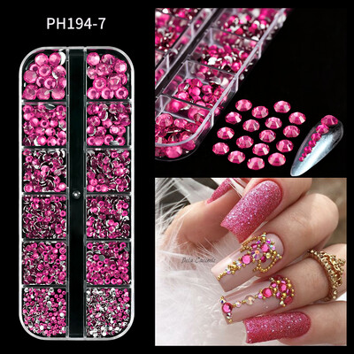 1 cutie SS6-SS30 Strasuri pentru unghii Champagne Pietre prețioase pentru unghii cu diamante 3D cu spate plat, 2-6 mm Accesorii pentru manichiură cu strasuri mixte*QF5K