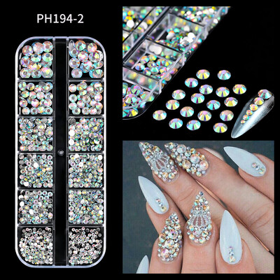 1 cutie SS6-SS30 Strasuri pentru unghii Champagne Pietre prețioase pentru unghii cu diamante 3D cu spate plat, 2-6 mm Accesorii pentru manichiură cu strasuri mixte*QF5K
