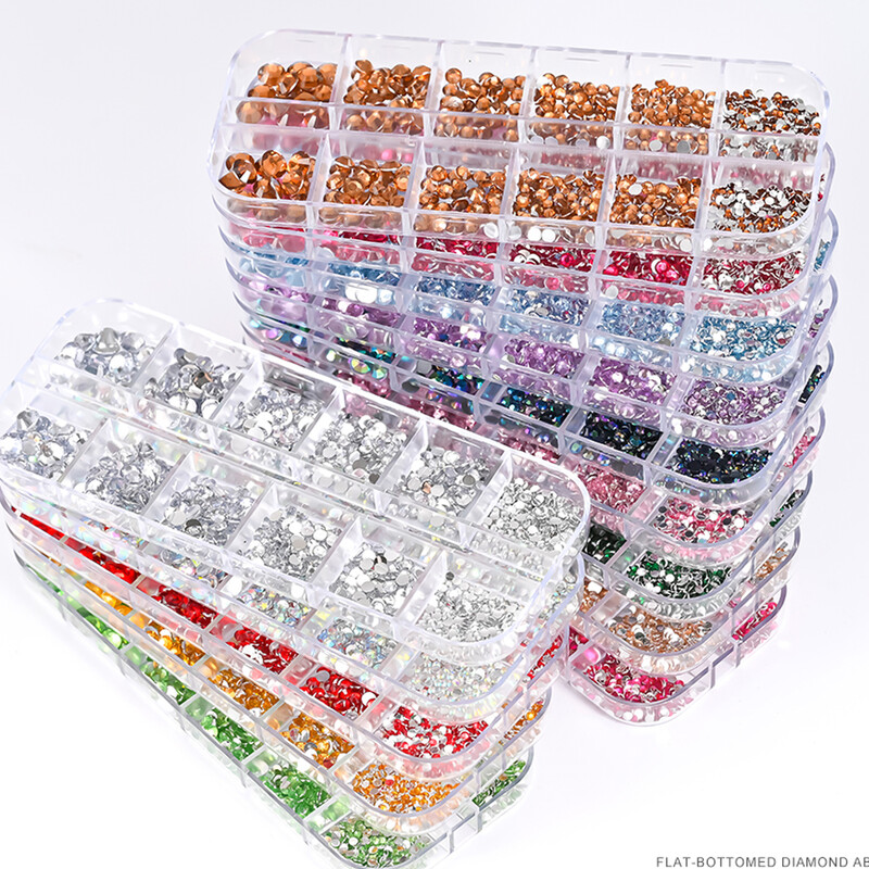 1 cutie SS6-SS30 Strasuri pentru unghii Champagne Pietre prețioase pentru unghii cu diamante 3D cu spate plat, 2-6 mm Accesorii pentru manichiură cu strasuri mixte*QF5K