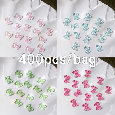 400 gab (4 krāsu) Japānas klasiskās loku nagu piekariņi 3D krēmkrāsu loku rotaslietas Y2K daļas, ornaments, manikīra dekorēšanas aksesuārs!