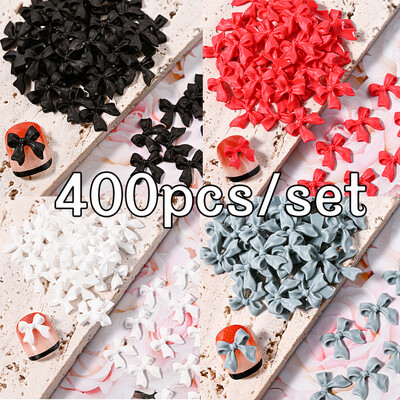 400 gab (4 krāsu) Japānas klasiskās loku nagu piekariņi 3D krēmkrāsu loku rotaslietas Y2K daļas, ornaments, manikīra dekorēšanas aksesuārs!