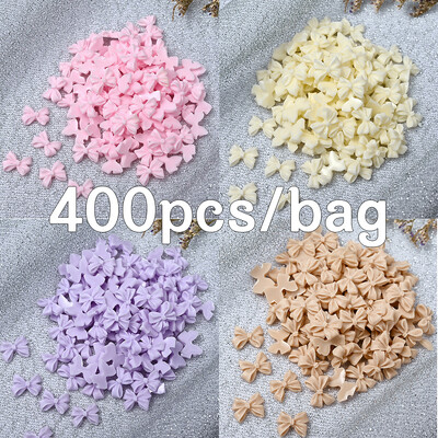 400 gab (4 krāsu) Japānas klasiskās loku nagu piekariņi 3D krēmkrāsu loku rotaslietas Y2K daļas, ornaments, manikīra dekorēšanas aksesuārs!