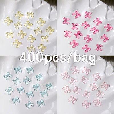 400 gab (4 krāsu) Japānas klasiskās loku nagu piekariņi 3D krēmkrāsu loku rotaslietas Y2K daļas, ornaments, manikīra dekorēšanas aksesuārs!