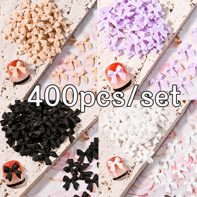 400 gab (4 krāsu) Japānas klasiskās loku nagu piekariņi 3D krēmkrāsu loku rotaslietas Y2K daļas, ornaments, manikīra dekorēšanas aksesuārs!