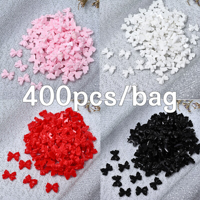 400 gab (4 krāsu) Japānas klasiskās loku nagu piekariņi 3D krēmkrāsu loku rotaslietas Y2K daļas, ornaments, manikīra dekorēšanas aksesuārs!