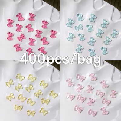 400 gab (4 krāsu) Japānas klasiskās loku nagu piekariņi 3D krēmkrāsu loku rotaslietas Y2K daļas, ornaments, manikīra dekorēšanas aksesuārs!