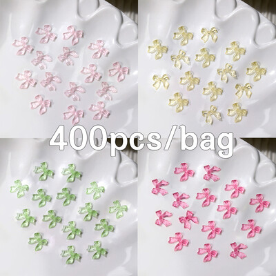 400 gab (4 krāsu) Japānas klasiskās loku nagu piekariņi 3D krēmkrāsu loku rotaslietas Y2K daļas, ornaments, manikīra dekorēšanas aksesuārs!