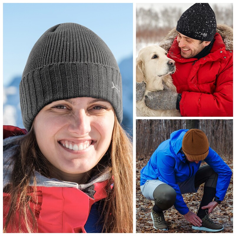 BASSDASH Zimske kapice s debelom toplom podstavom od flisa za muškarce Žene Rastezljiva uniseks pletena kapa s manšetama