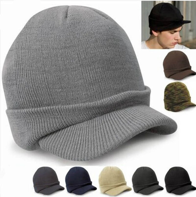 Vyrai, Moterys, žieminiai megzti maišeliai beanie, negabaritinė madinga skrybėlė, dangtelis Kariuomenės stiliaus vilnos kepurė Šilta antis rudens slidinėjimo kepurė megzta