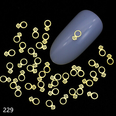 100 τμχ Αυτοκόλλητα νυχιών καρδιάς Μεταλλικά καρφιά lOVE Nailart Rivet Charms DIY Αξεσουάρ νυχιών 3D Διακοσμητικά νυχιών