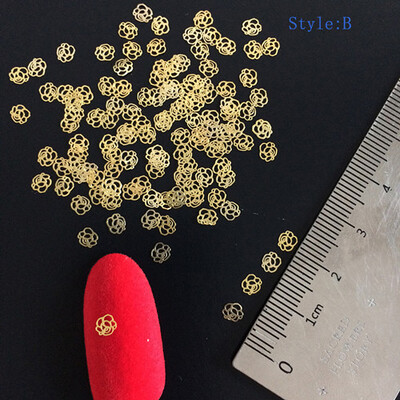 100 τμχ Αυτοκόλλητα νυχιών καρδιάς Μεταλλικά καρφιά lOVE Nailart Rivet Charms DIY Αξεσουάρ νυχιών 3D Διακοσμητικά νυχιών