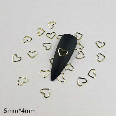 100 τμχ Αυτοκόλλητα νυχιών καρδιάς Μεταλλικά καρφιά lOVE Nailart Rivet Charms DIY Αξεσουάρ νυχιών 3D Διακοσμητικά νυχιών