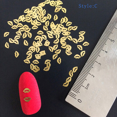 100 τμχ Αυτοκόλλητα νυχιών καρδιάς Μεταλλικά καρφιά lOVE Nailart Rivet Charms DIY Αξεσουάρ νυχιών 3D Διακοσμητικά νυχιών