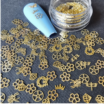 100 τμχ Αυτοκόλλητα νυχιών καρδιάς Μεταλλικά καρφιά lOVE Nailart Rivet Charms DIY Αξεσουάρ νυχιών 3D Διακοσμητικά νυχιών