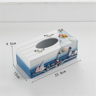 Cutie de depozitare 24 cm Decorativ Creativ din lemn Restaurant marin Organizator de depozitare Suport șervețel Scândură de lemn în stil mediteranean