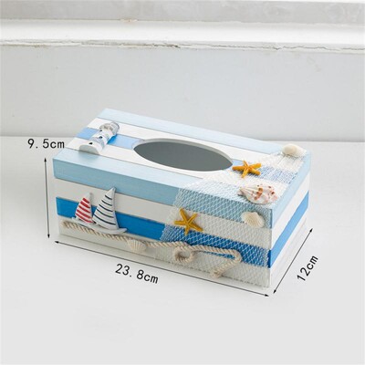 Cutie de depozitare 24 cm Decorativ Creativ din lemn Restaurant marin Organizator de depozitare Suport șervețel Scândură de lemn în stil mediteranean