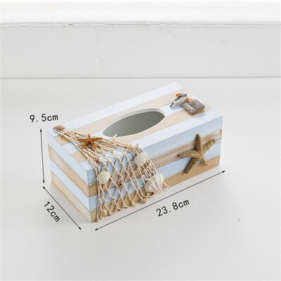 Cutie de depozitare 24 cm Decorativ Creativ din lemn Restaurant marin Organizator de depozitare Suport șervețel Scândură de lemn în stil mediteranean