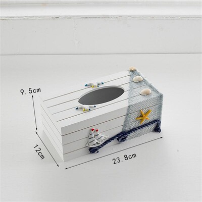 Cutie de depozitare 24 cm Decorativ Creativ din lemn Restaurant marin Organizator de depozitare Suport șervețel Scândură de lemn în stil mediteranean