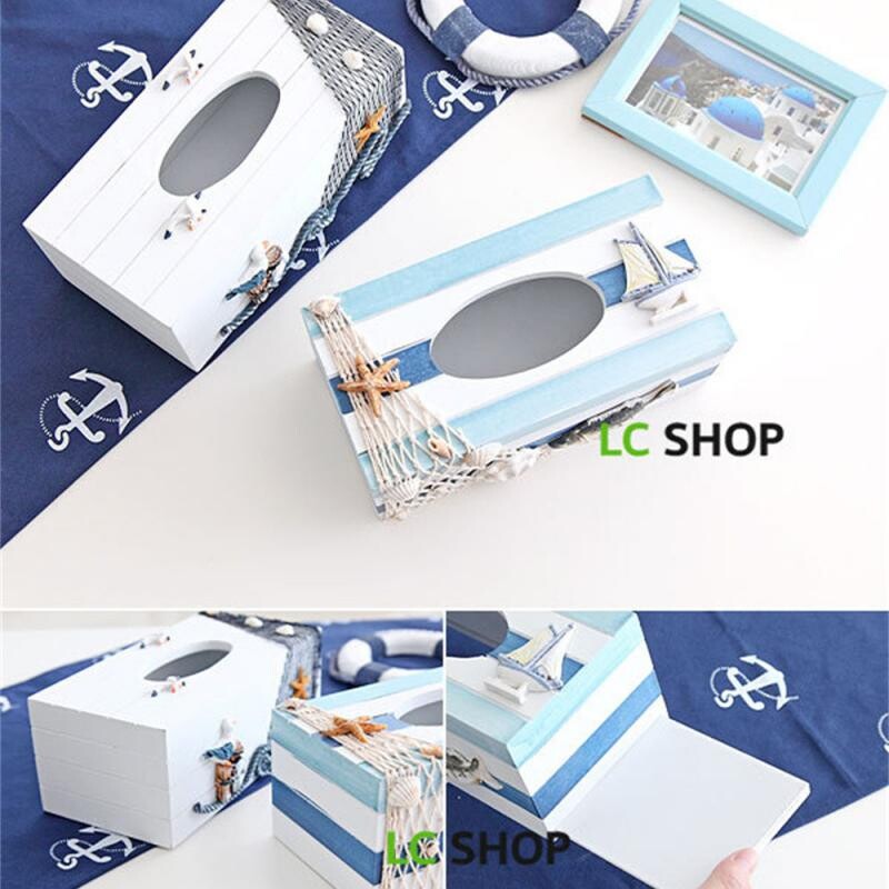 Cutie de depozitare 24 cm Decorativ Creativ din lemn Restaurant marin Organizator de depozitare Suport șervețel Scândură de lemn în stil mediteranean