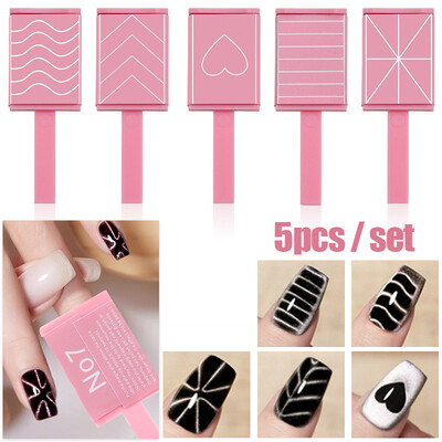 5 vnt Magnetinė Nail Art Stick Cat`s Eye Magnetinio efekto Magnetinė lenta, skirta geliniam poliravimui Grožio manikiūro dekoravimo reikmenims