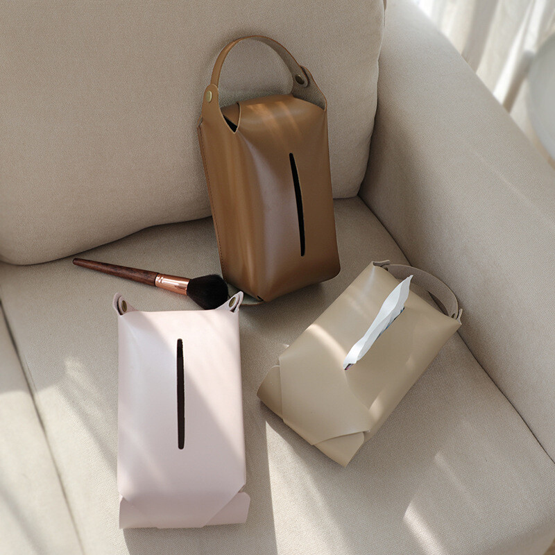 Vienspalvis PU audinių dėžutės laikymo servetėlių maišelis Nordic Home Nuimamas rankų nešiojimo audinių maišelis Drop Shipping Caja De Pañuelos Vintage