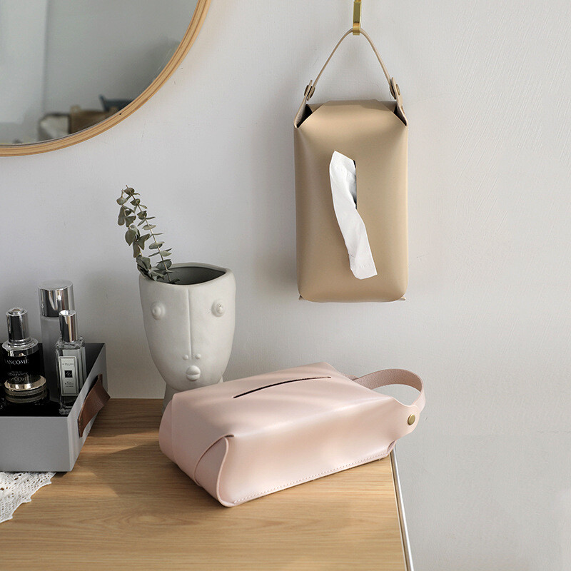 Vienspalvis PU audinių dėžutės laikymo servetėlių maišelis Nordic Home Nuimamas rankų nešiojimo audinių maišelis Drop Shipping Caja De Pañuelos Vintage