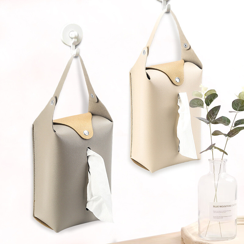 Vienspalvis PU audinių dėžutės laikymo servetėlių maišelis Nordic Home Nuimamas rankų nešiojimo audinių maišelis Drop Shipping Caja De Pañuelos Vintage