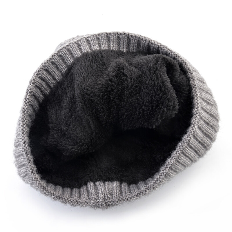 Zimske tople pletene kape za muškarce, dvoslojne pletene baršunaste kape za vanjske aktivnosti, muške jednobojne Skullies kapice za debelu kapu